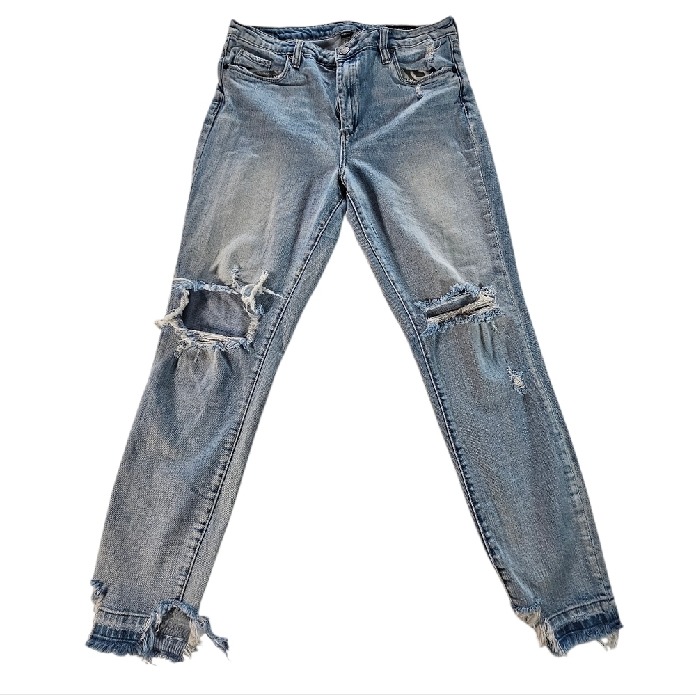 BlankNYC Light Blue Distressed Bond Mid-Rise Skinny Jeans Size 31(12-14)